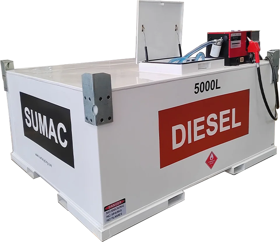 Sumac 1000l 5m3 mobile carbon steel self bunded portable dispenser diesel gasoline oil fuel cube tank with pump sale for Guam