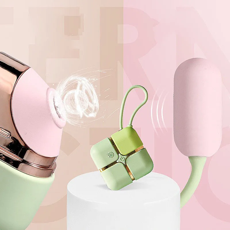 Exquisite 2-in-1 Clit Sucker and Clitoral Vibrator with 10-Speed Bullet and Silicone Vaginal Ball Sex Toy for Women