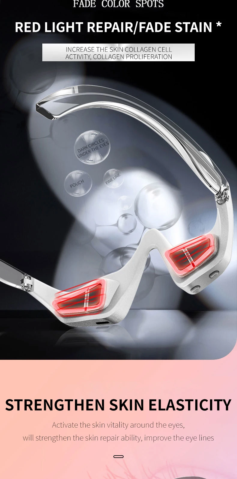 3d Eye Vibration Led Red Light Therapy Device Antiaging Roller Tool