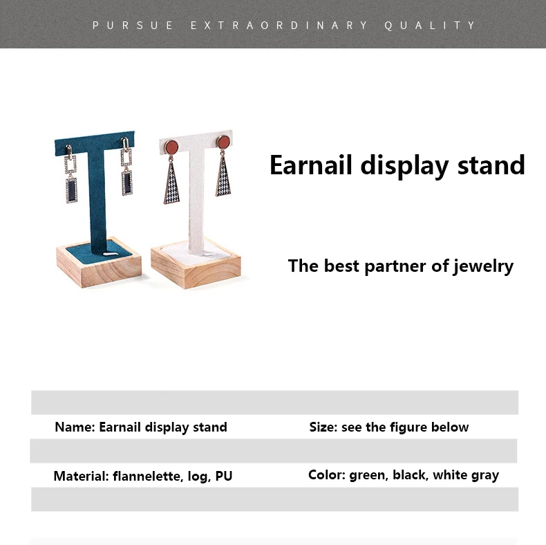 product a1 custom jewelry display rack wooden earrings display stand for two pairs of earrings-3