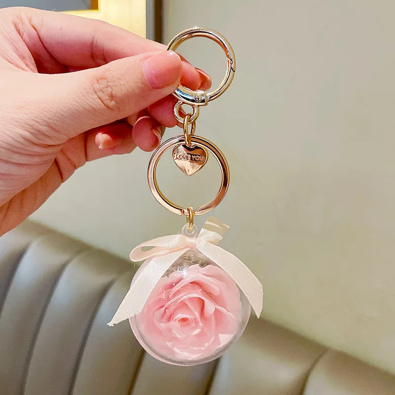 Immortal Flower Keychain - Eternity Dried Rose Acrylic Ball