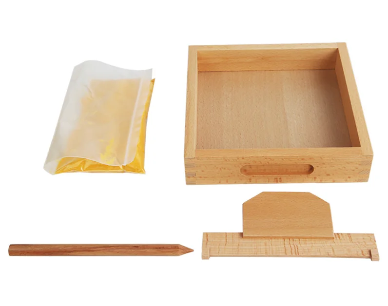 Educational Montessori Teaching Wooden Toys Practice Sand Scraping Box