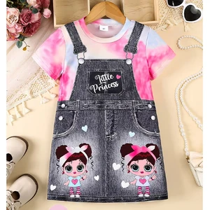 2026 Summer Kids Clothes Boutique Short Sleeve Round Neck Printed Fashionable Girls Dresses