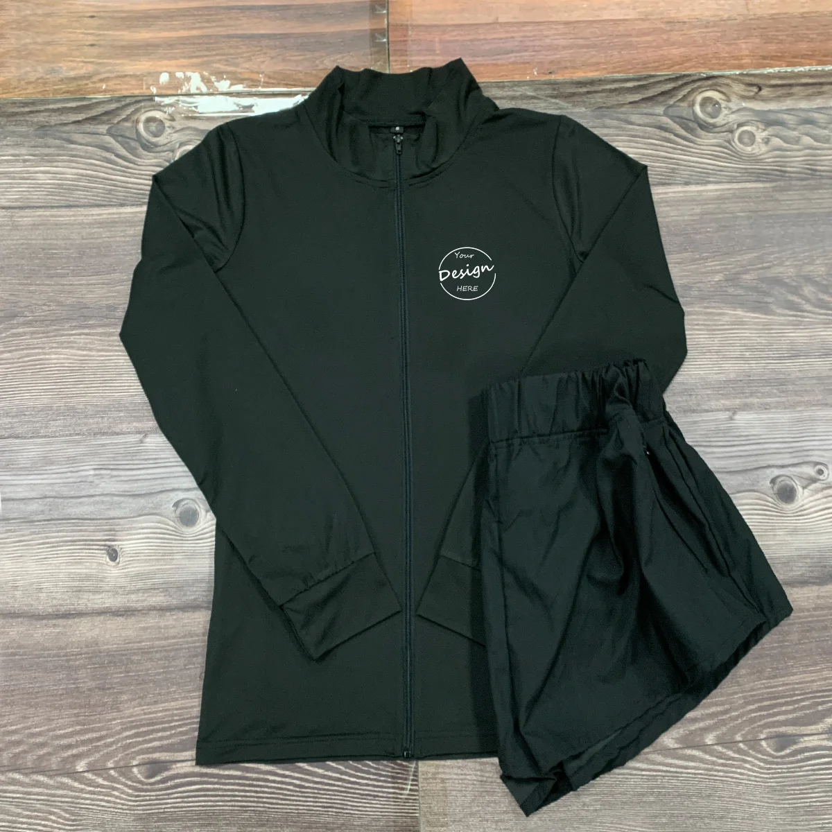 OEM Manufacturer Black Zipper up Long Sleeve Slim Fit Yoga Wear Nylon and Spandex Men Sport Zipper T Shirts