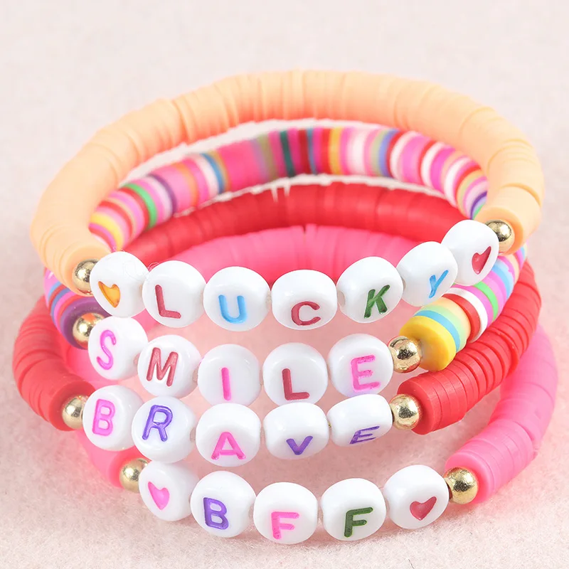 Friendship Bracelet Letter Bead Bracelets Vsco Adjustable Polymer