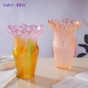 Bowknot Crystal Glass Vase Artificial Flowers Home Garden Table Decor Floral Arrangement
