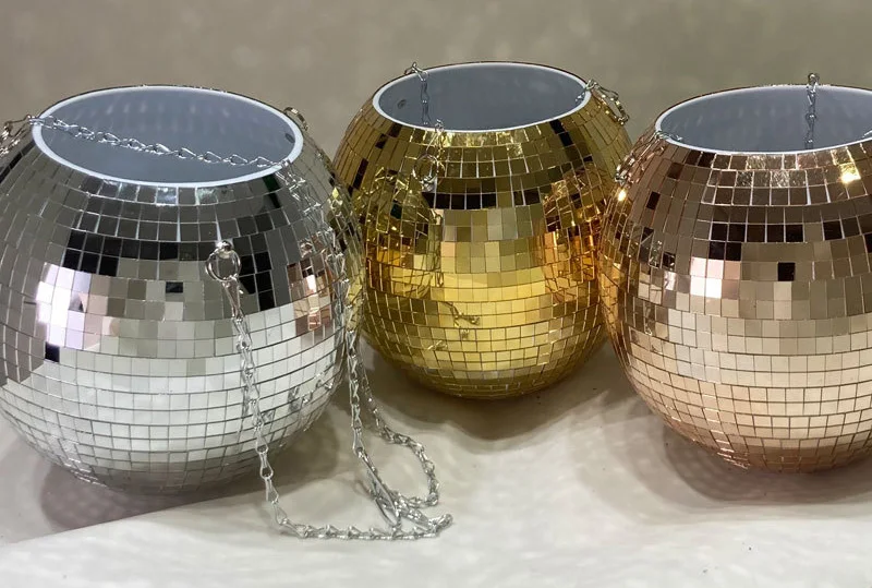 6 Inch Ball Shape Rose Gold Silver Hanging Pot Mirror Disco Ball