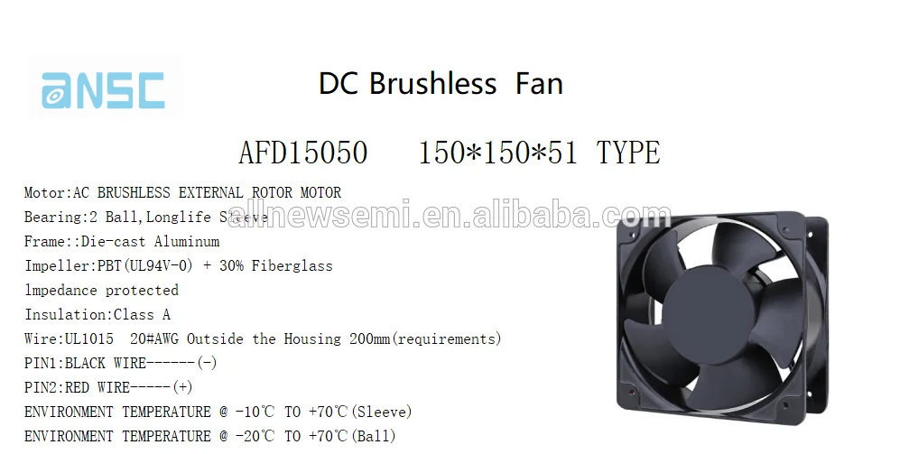 Large air volume /High speed/Mute/Long life/High quality Metal AFD15050 15cm 4.5in 150*150*51 DC Brushless Axial flow Fan