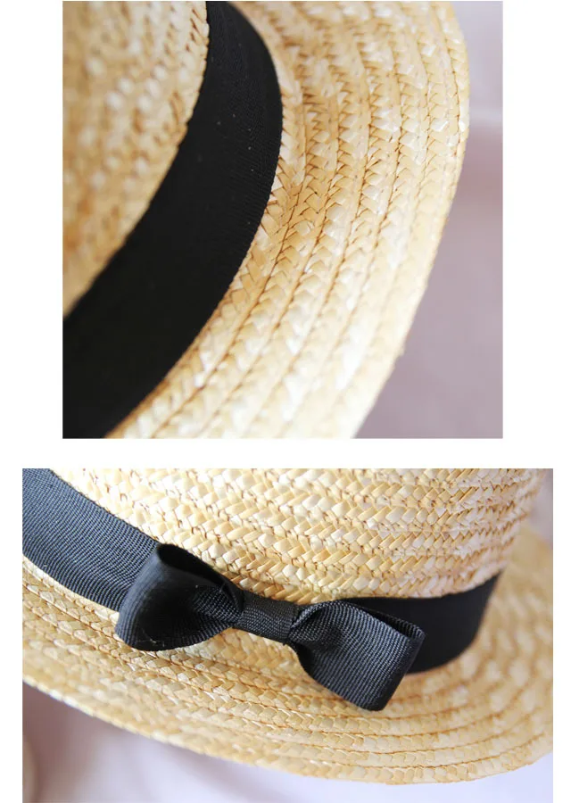 China Supplier Cheap Straw Boater Hat Sailor Skimmer With Black Band