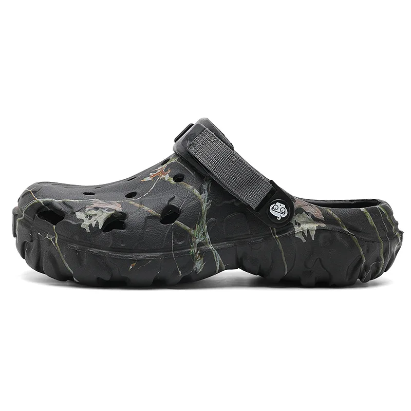Men's Dual-Use Casual Sandy Slippers Breathable Summer Light Holes Beach Shoes Flat Feature EVA Slip-On for Outdoor Leisure