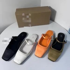 QuiteS 2026 Summer New Women's Buckle Baotou Large Size Slippers Ladies Slip on Leisure Square Soft Flat Sandals