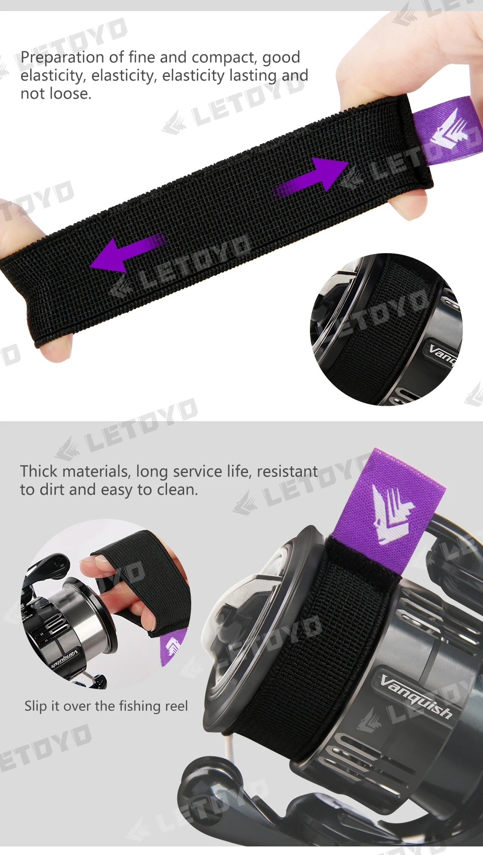 Letoyo 4pcs/bag Fishing Spool Belt Portable Lightweight Spool Belt Reel Elastic Fishing Spool