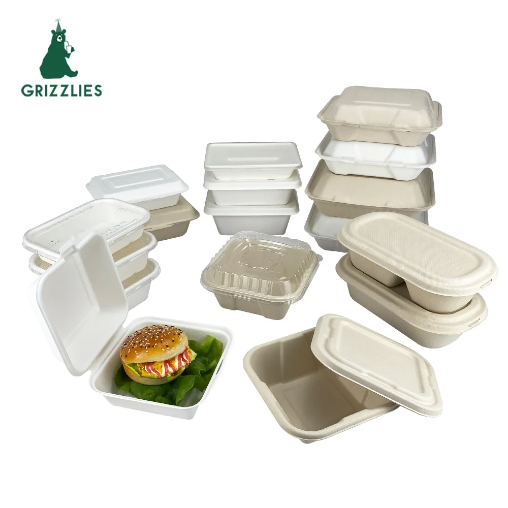 Envases Biodegradables Loncheras Tipo Concha Recipientes Para Alimentos Hechos De Pulpa De Bagazo Contenedor Desechable