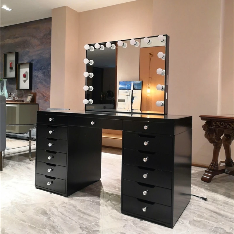 Black Dresser Bedroom Furniture with Diamonds Knobs Drawers Makeup Vanity Table Set Home Furniture Bedroom Set Black Dresser Bedroom Furniture with Diamonds Knobs Drawers Makeup Vanity Table Set Home Furniture Bedroom Set