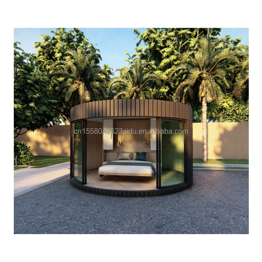 EU Prefabricated Container House Rounded Steel Design with Bedroom Bathroom Kitchen for Residential or Hotel Use for Couples