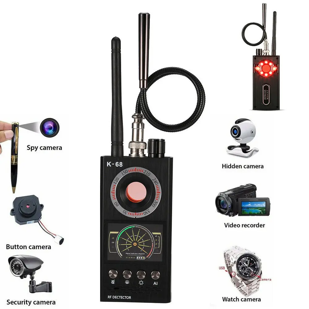 K68 Anti Spy Scanner Detector RF Camera GSM Audio Bug Finder Signal Tracker