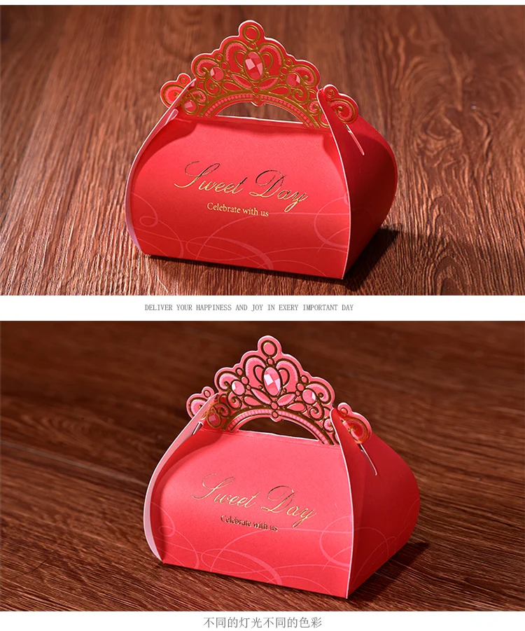 Cheap Factory Price Candy Tray Box Candy Birthday Box Bride Groom Candy Box with Crown Shape