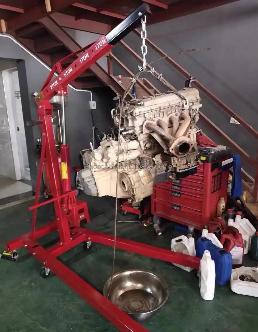 Hydraulic Folding Engine Crane Stand Hoist Lift Jack With Wheels