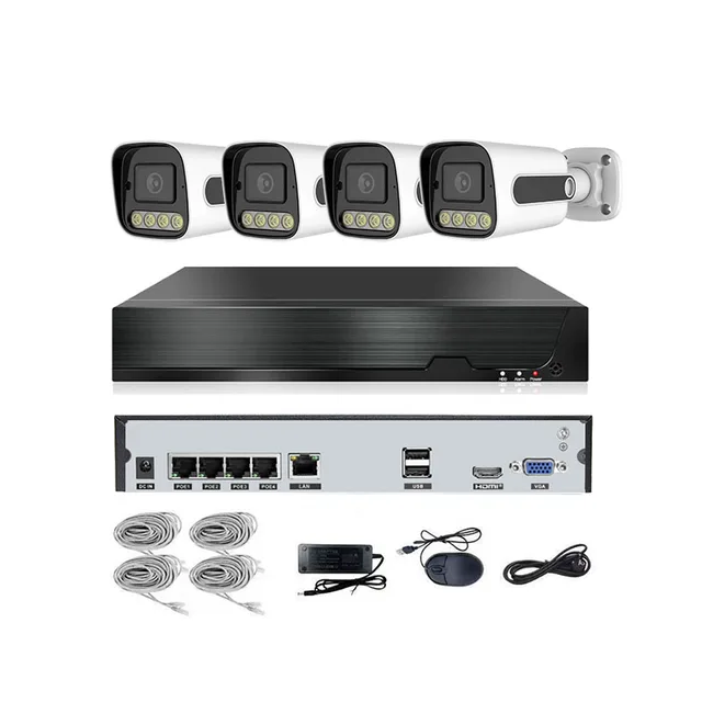 Factory Outdoor 5MP 4CH Security Set POE NVR Kit Camera Video Surveillance 4 Channel NVR Kit