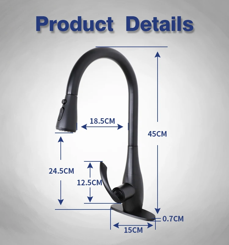 Chinese black spring with faucet hole cover kitchen sink faucet copper switching spray black kitchen sink faucet