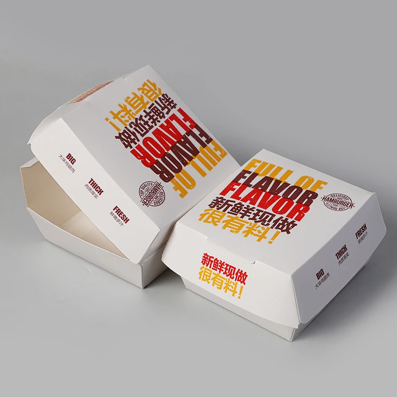 Custom Printed Fast Food Packaging Boxes Set Series Disposable Takeaway French Fries Fried Chicken Burger Box