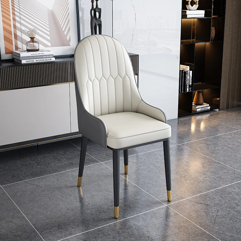 HANYEE Modern Simple Dining Chair PU Leather Wooden Seat Rattan Metal Frame Pineapple Back Table Home Office Coffee Shop