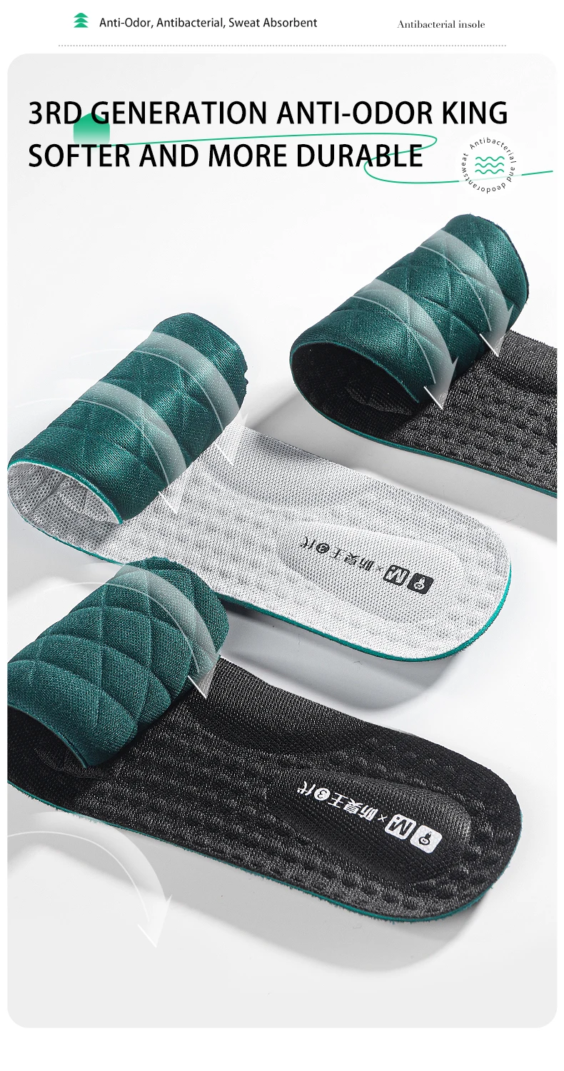 Antibacterial Deodorizing Insoles Sweat Absorbing Shoe Pads