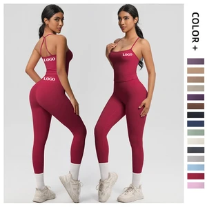 Women's Yoga Sets 2 Piece Cross Back Bra High Waist Leggings Nude Feeling Gym Clothes Women's Sportswear Fitness & Yoga Wear