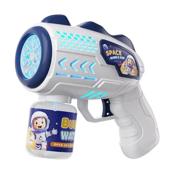 Cross border 10 hole transparent bubble gun, children's fully automatic lighting handheld 2024 new bubble  bubble machine