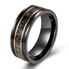 Trending 8mm Men Wedding Ring Tungsten Black Tungsten Wood Antler Ring Tungsten Ring Custom Fashion Rings Jewelry