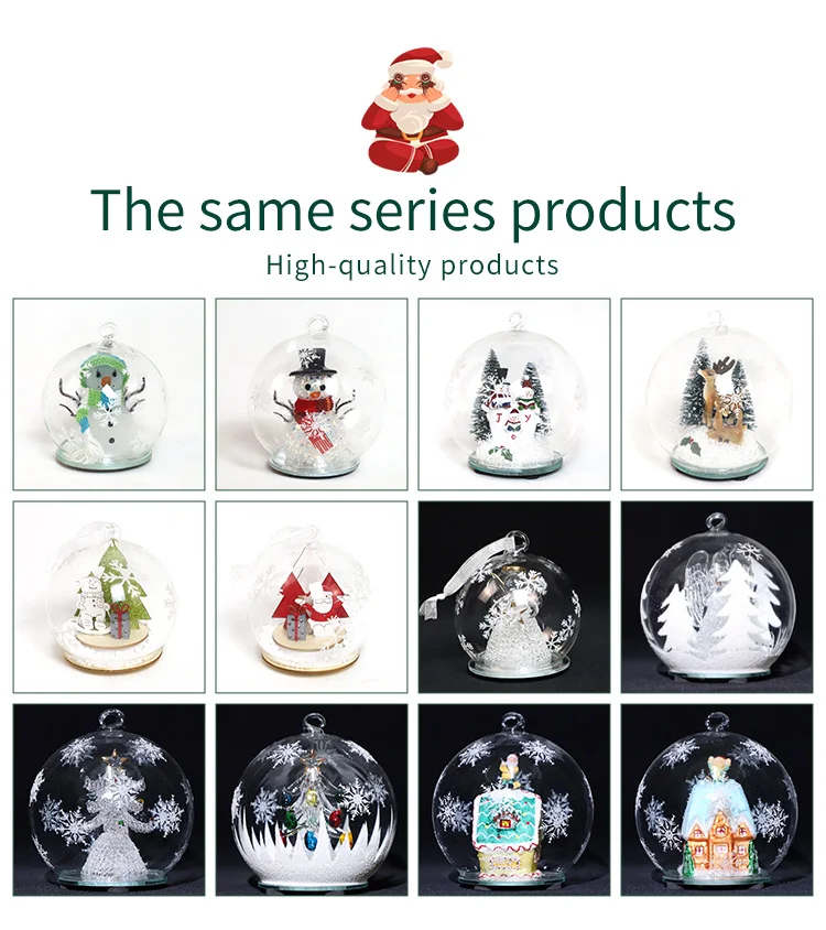 Christmas Santa Claus Snowman Glass Music Box Crystal Ball with Artificial Snow LED Light Navidad Table Decor Ornaments Supplies details