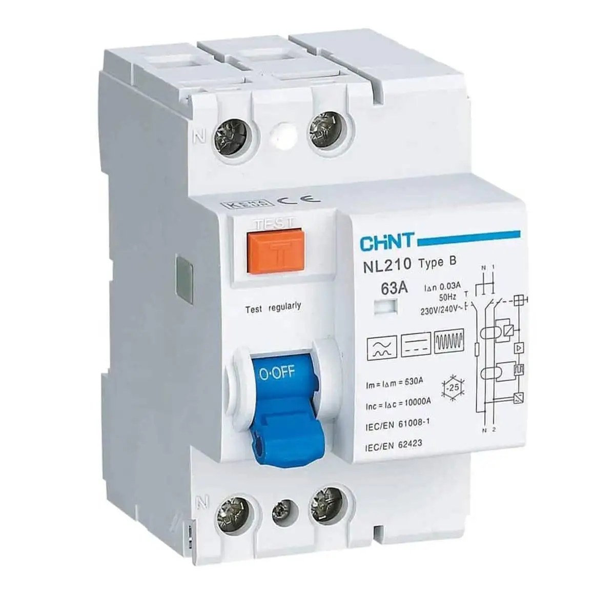 Chint NL210 25A 40A 63A Residual Current Operated Circuit Breaker for New Energy