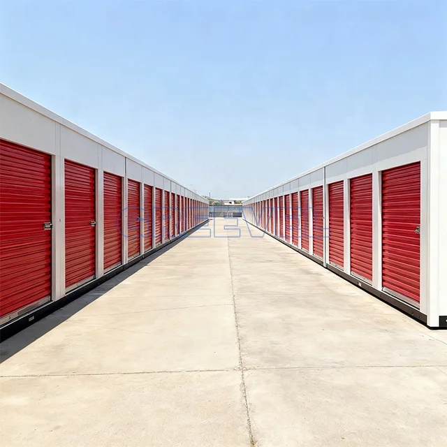 Greevel Flat Pack Collapsible Steel Outdoor Self-storage Facilities Portable Storage Container with Rolling Door