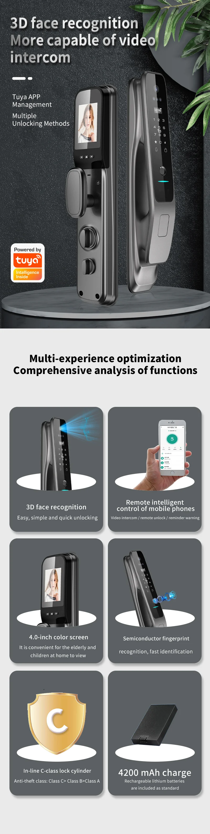 Glomarket Tuya Smart Door Lock with Camera - Secure & Convenient
