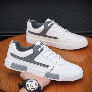 Men's Casual Board Shoes for Fall White Breathable Flat Walking Shoes with Rubber & PU Insole Student Trend All-Matching Cloth