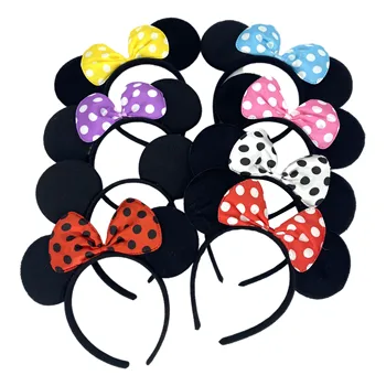 Little Girls Christmas Hair Band Cosplay Mickey Minnie Big Bow Princess Hair Accessories Mouse Ears Birthday Party Headband