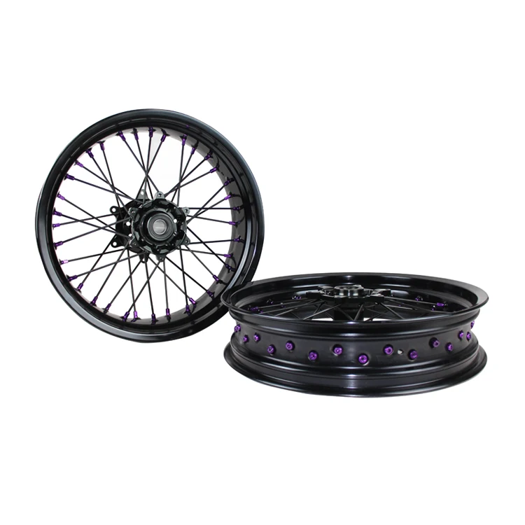 Factory Supply New KXF 17 Inch Aluminum Alloy Dirt Bike Slip Tire Road Racing Supermoto Wheel Set