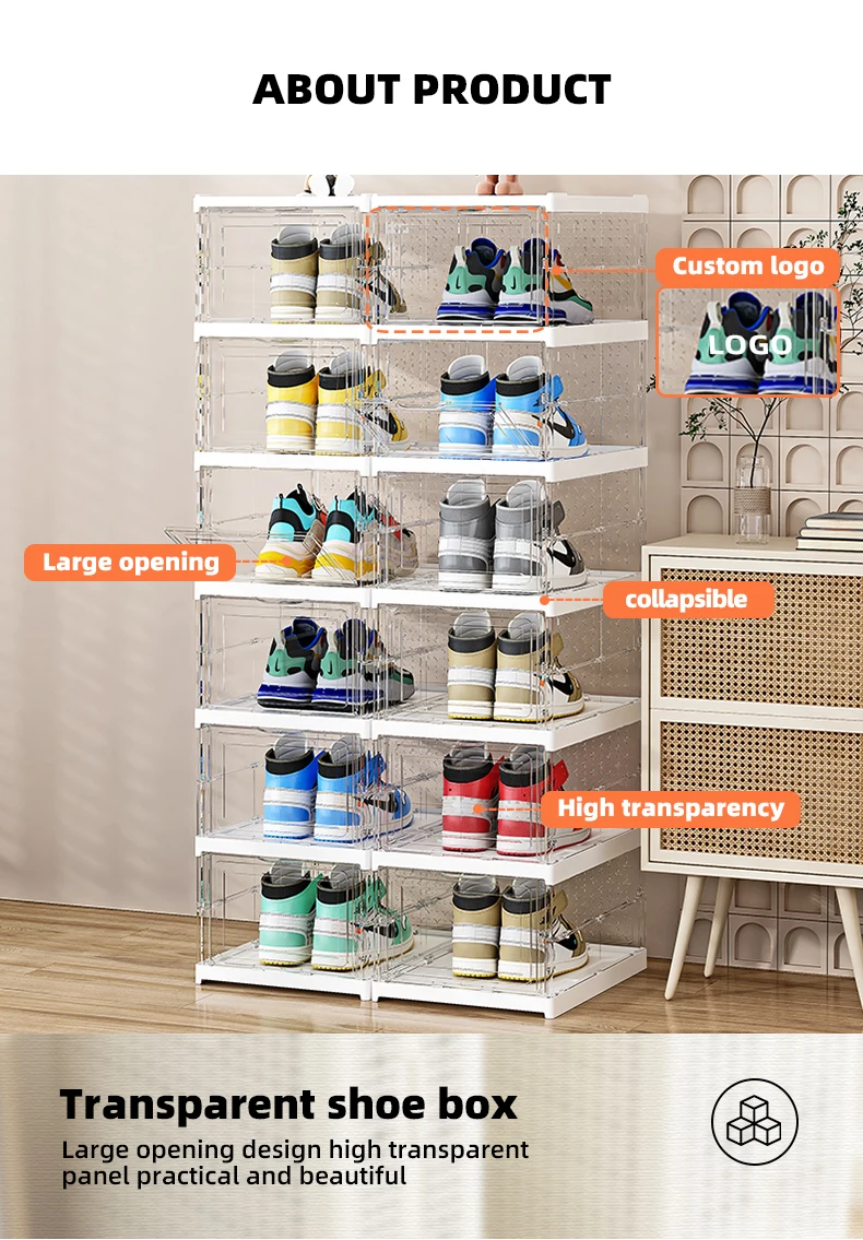 Wannuo Fashion Foldable Dust-Proof Shoe Box Free Installation Household Multi-Layer Breathable Transparent Shoe Cabinet supplier