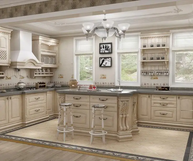 Antique custom design cheap bespoke ready assemble modular kitchen cabinet manufacture