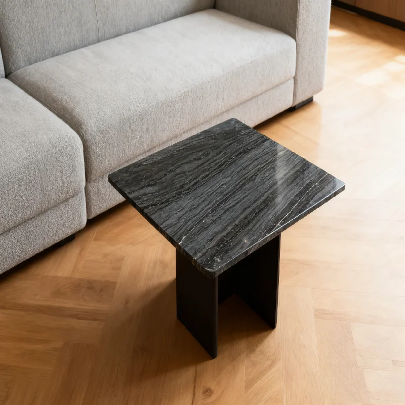 Съвременна маса за кафе от естествен мрамор с имитация на древно дървено зърно за трапезария и дневна