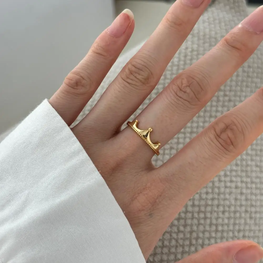 KAKODIY New Design Open Adjustable Promise Ring Wedding 925 Sterling Silver King Crown Ring detail 10