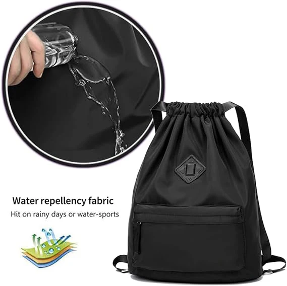 Custom Sport Style Drawstring Backpack Luxury Open PP Cotton Canvas Lining Padded Shoulder Strap Waterproof for Outdoor Use