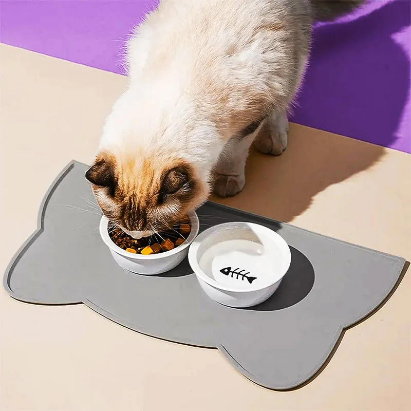 Silicone Cat Dog Food Mat for Floors Waterproof, Anti-Slip Dog