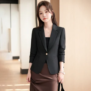 OL Spring and Summer Elegant Office Ladies Jacket Loose Solid Thin Long Sleeve Women's Sports Jacket Versatile Casual Jacket