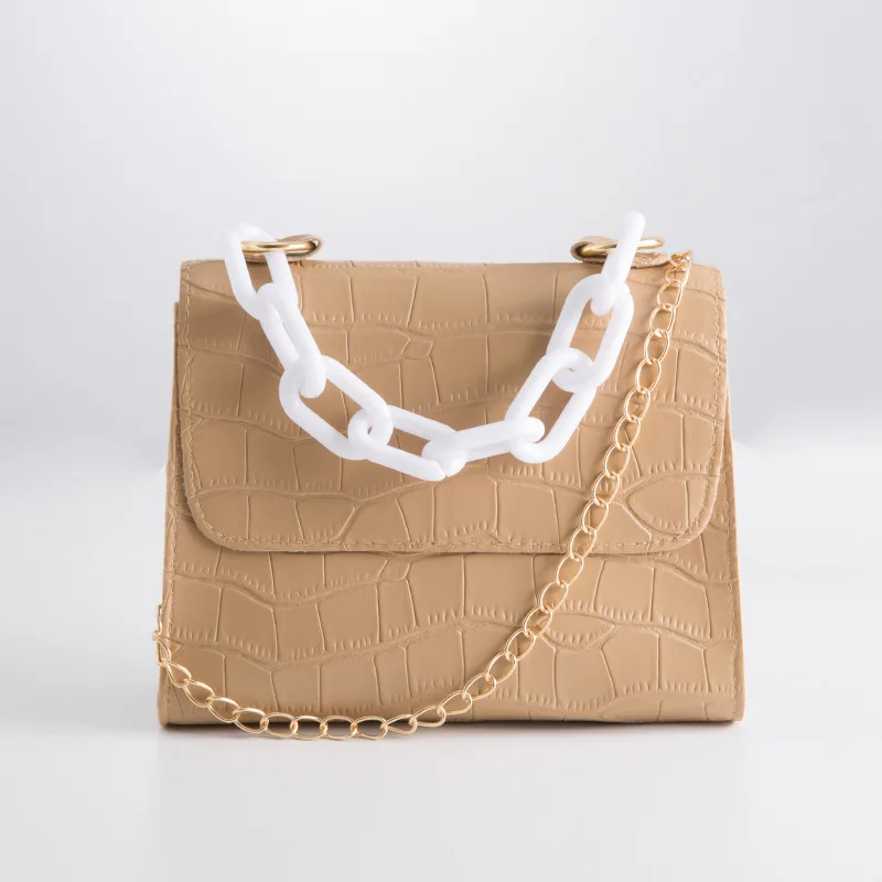 Женская сумка 2021, квадратная сумка с пластиковой ручкой и цепочкой, сумка через плечо, сумка для мобильного телефона