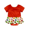 Color Umbrella Print Red Short Sleeve Baby Romper
