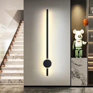 JACKSUN Linear Led Black Wall Light Acrylic Fixture Long Strip Wall Sconce 350° Rotate Hardwired Living Room 100cm Mounted Lamps