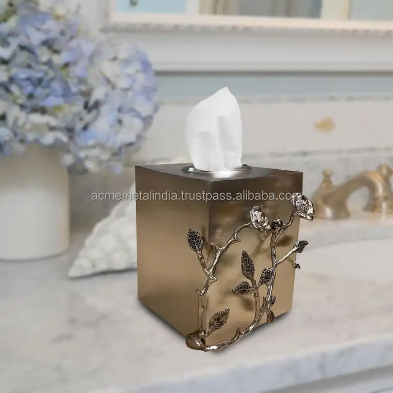 Metal Tissue Box Gold Plated Designer Royal Vintage Design Brass