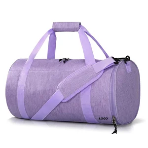 Lightweight Carry on Duffel Men Women Workout Fitness Travel Sports Gym Bag Round Duffle Bag with Shoe Compartment & Wet Pocket