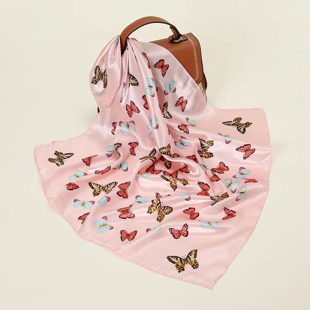 Manufacturer Wholesale Luxury and Cheap Price African Print Silk Satin  Scarf Scarves 60*60cm Polyester Square Scarf for Women